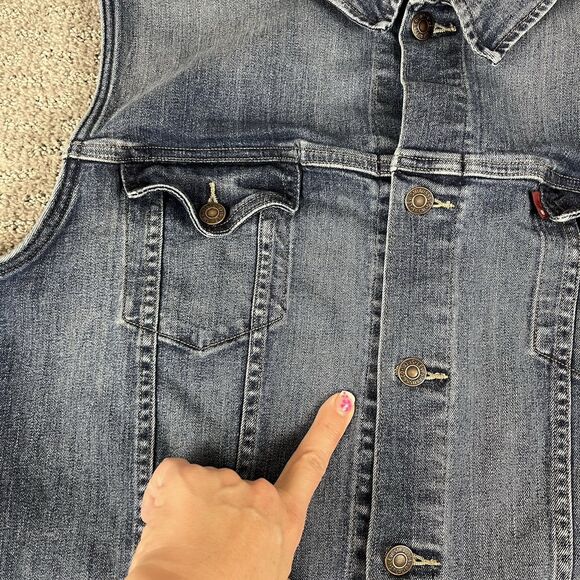Levis Jean Vest Womens Plus 3X Denim Trucker Causal Everyday Basic Blue - Picture 3 of 14